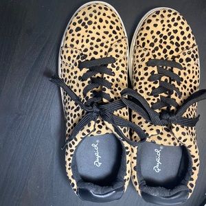 Qupid Leopard Animal Print Platform Lace Up shoes size 8.5 in women